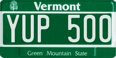 VT license plate YUP500