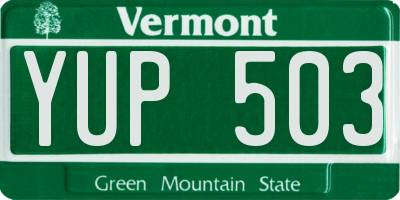 VT license plate YUP503