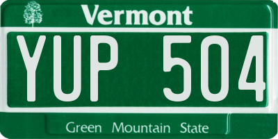 VT license plate YUP504