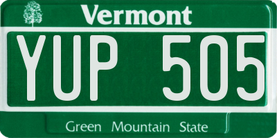 VT license plate YUP505