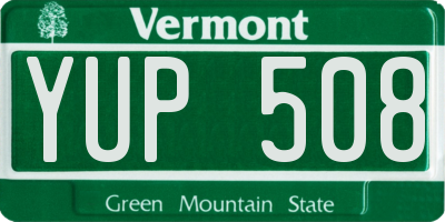 VT license plate YUP508