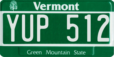 VT license plate YUP512