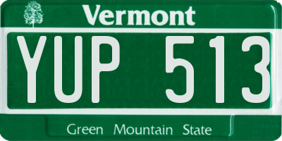 VT license plate YUP513