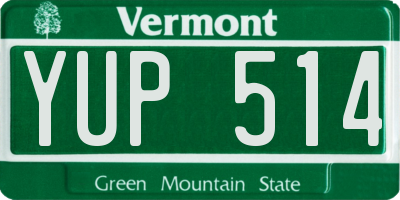 VT license plate YUP514