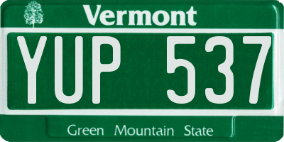VT license plate YUP537
