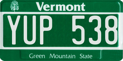 VT license plate YUP538