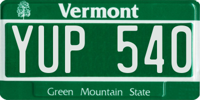 VT license plate YUP540