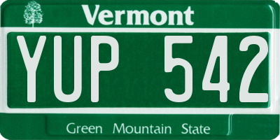 VT license plate YUP542