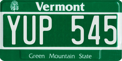VT license plate YUP545