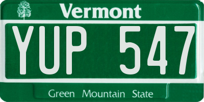 VT license plate YUP547