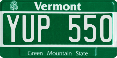 VT license plate YUP550