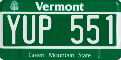 VT license plate YUP551