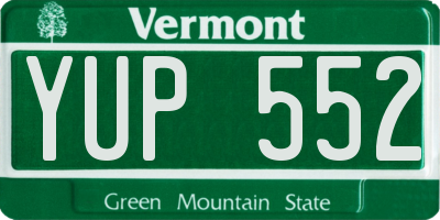 VT license plate YUP552