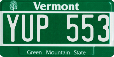 VT license plate YUP553