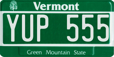 VT license plate YUP555