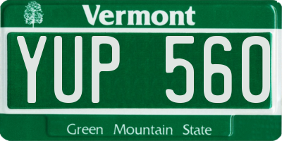 VT license plate YUP560