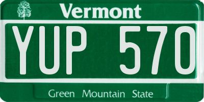 VT license plate YUP570