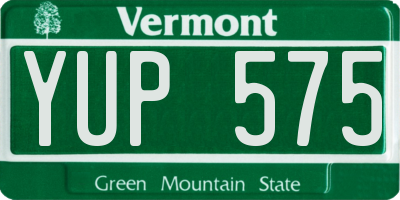 VT license plate YUP575