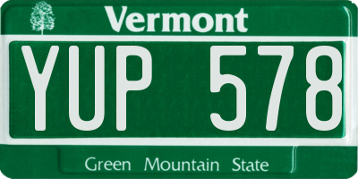 VT license plate YUP578