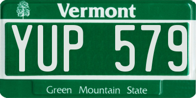 VT license plate YUP579