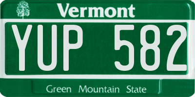 VT license plate YUP582