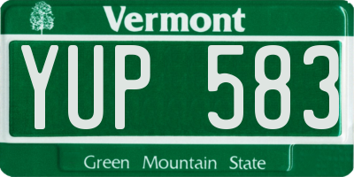 VT license plate YUP583
