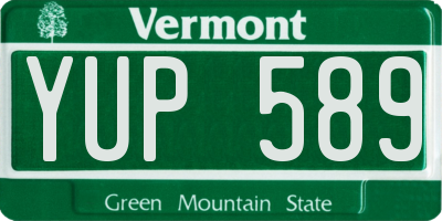 VT license plate YUP589