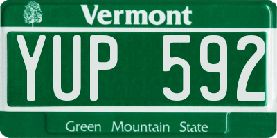 VT license plate YUP592