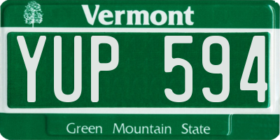 VT license plate YUP594