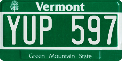 VT license plate YUP597