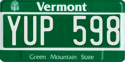 VT license plate YUP598