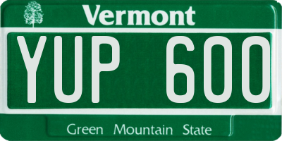 VT license plate YUP600