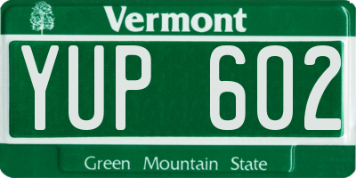 VT license plate YUP602