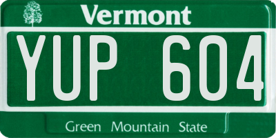 VT license plate YUP604