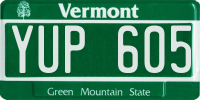 VT license plate YUP605