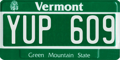 VT license plate YUP609