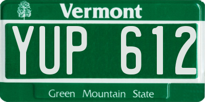 VT license plate YUP612