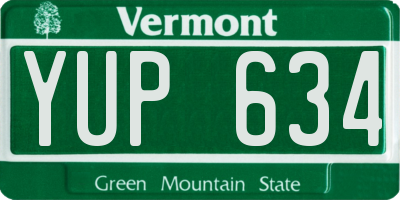 VT license plate YUP634
