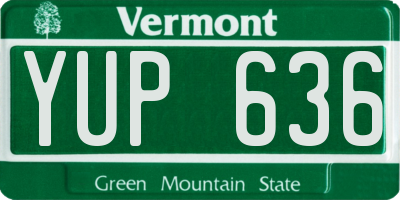 VT license plate YUP636