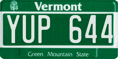 VT license plate YUP644