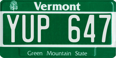 VT license plate YUP647
