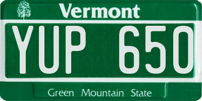 VT license plate YUP650