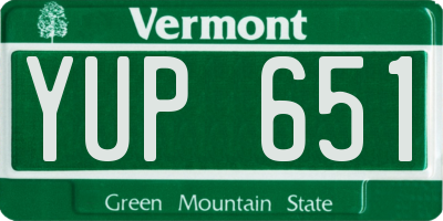 VT license plate YUP651
