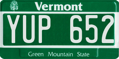 VT license plate YUP652