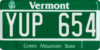 VT license plate YUP654
