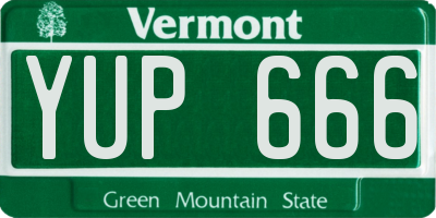 VT license plate YUP666