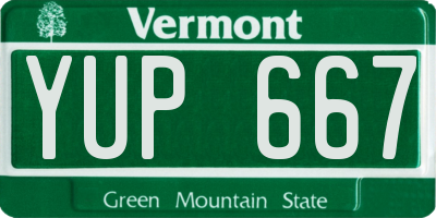 VT license plate YUP667