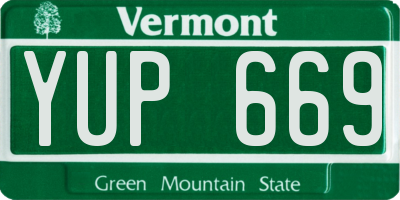 VT license plate YUP669