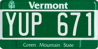 VT license plate YUP671