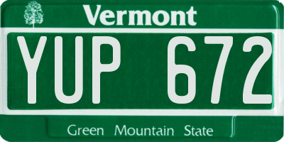 VT license plate YUP672